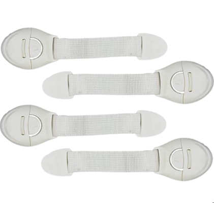 KiddySafe SecureStrap Nylon Locks | Lock for Drawers, Cabinet, Fridge (Pack of 4)-KiddySafe Store