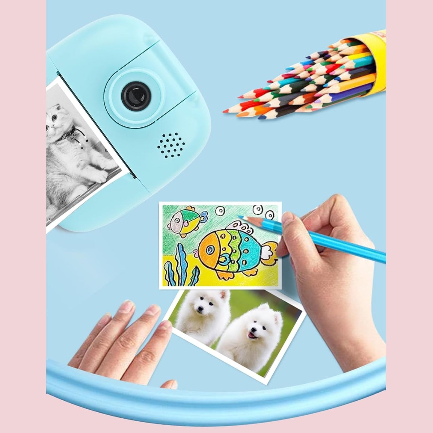 Instant Camera Printer for Kids | 2-Inch Screen | Built-in Camera & Printer | Rechargeable Battery | Perfect Gift for Creative Kids