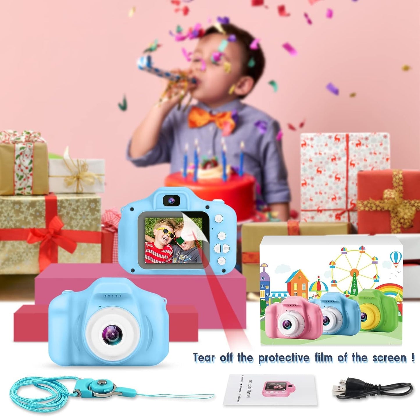 Kids Digital Camera | 3MP & 1080P Video| Zoom Function, Rechargeable