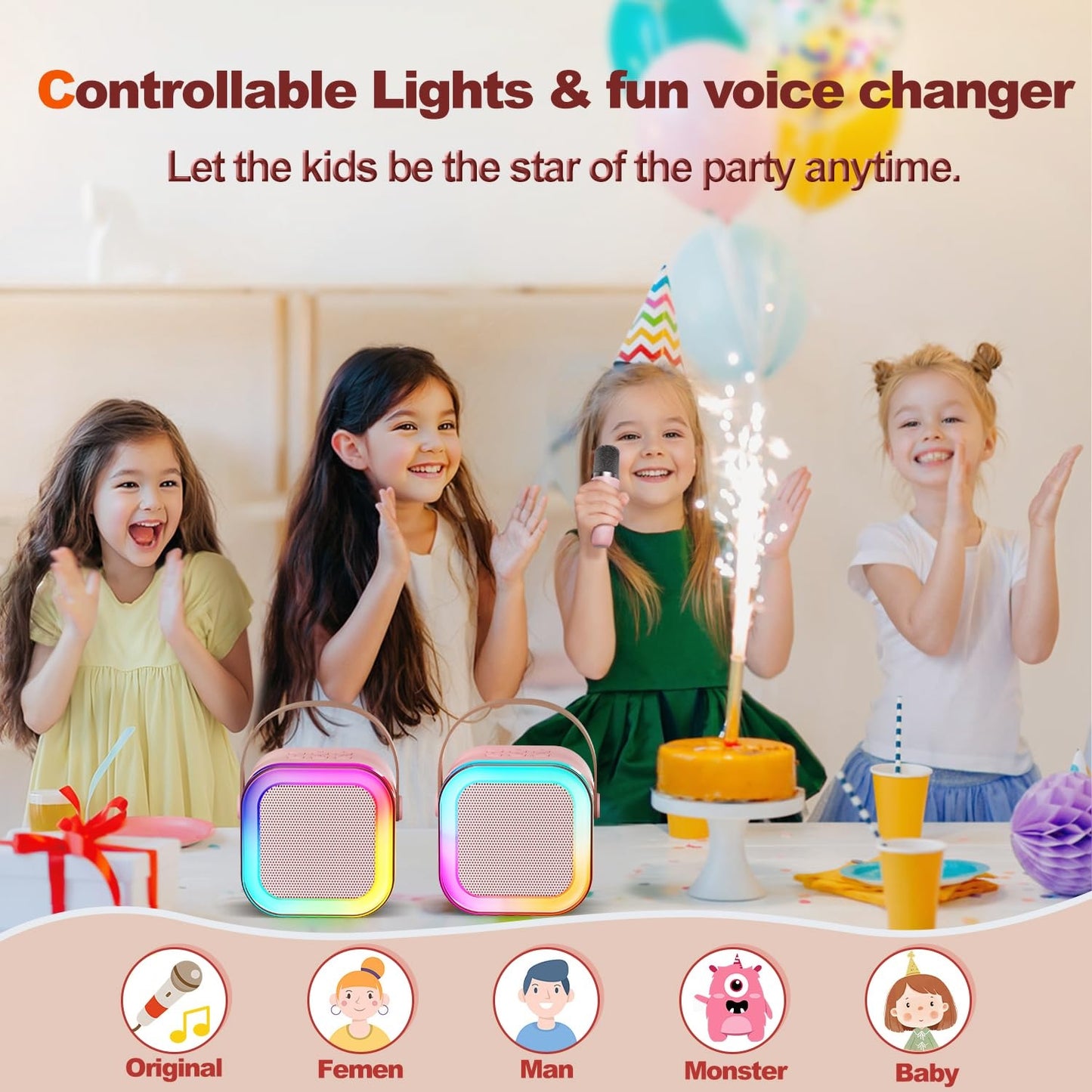 Kids Fun-Time Bluetooth Karaoke Machine | 6 Cool Voice Effects & Rechargeable