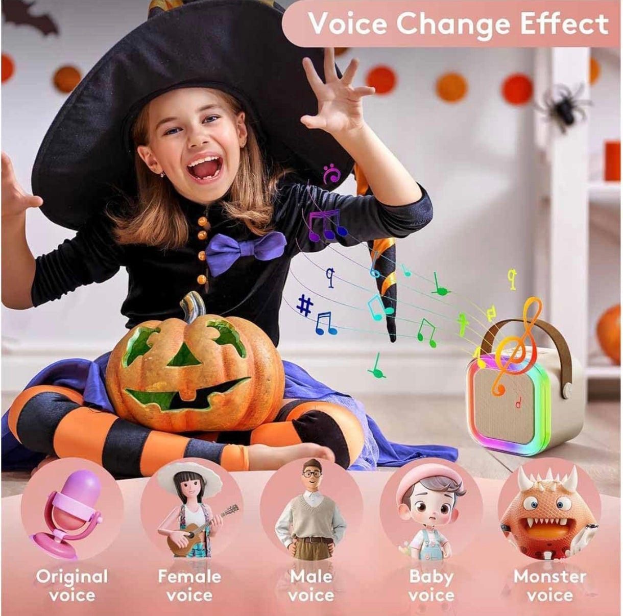 Kids Fun-Time Bluetooth Karaoke Machine | 6 Cool Voice Effects & Rechargeable