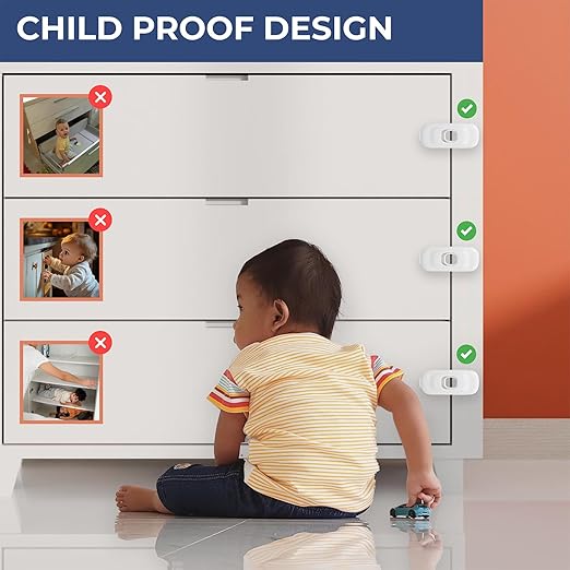 Kiddysafe Baby Safety Rotatable Cabinet Double Lock for Drawers, Cabinets, Fridge
