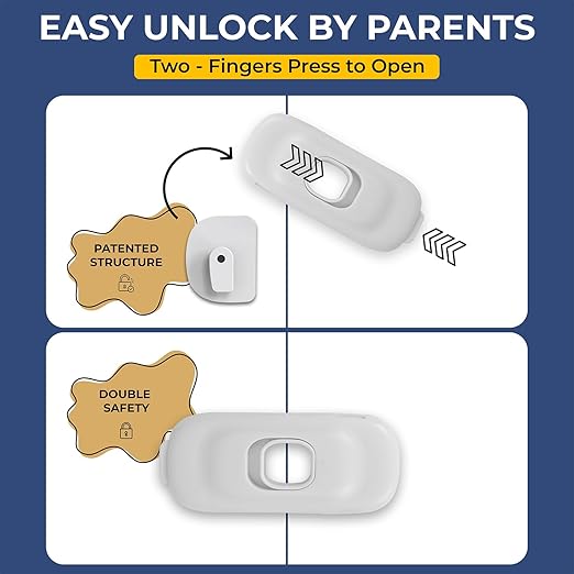 Kiddysafe Baby Safety Rotatable Cabinet Double Lock for Drawers, Cabinets, Fridge